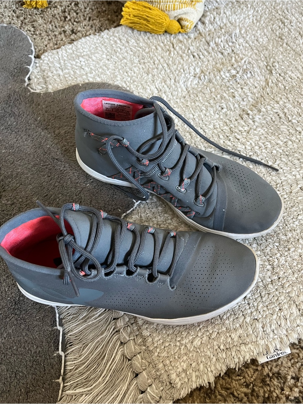 Under Armour Women's Gray High-Top Athletic Sneakers with Pink Lining
